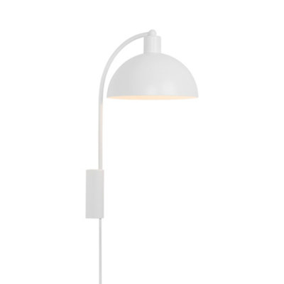 B&Q -  Ellen Metal Wall Light  White,plug In Or Mains