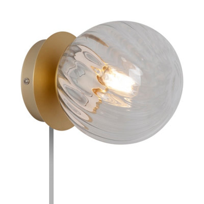 B&Q -  Chisell Metal Wall Light  Brass,plug In Or Mains