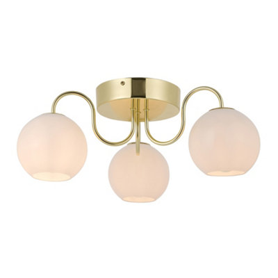  - Nordlux Franca Metal Ceiling Light Hand Blown Glass Brass,mains