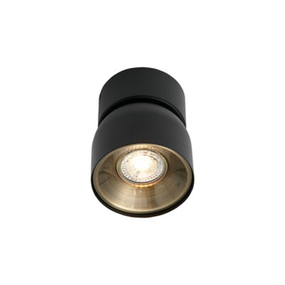 B&Q -  Pitcher Indoor Spot Light Black Metal Gu10 Gold InnerMains PoweredIp20
