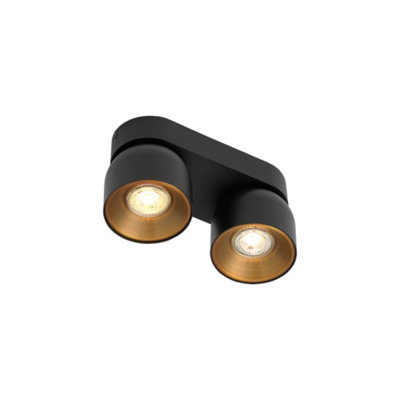 Nordlux Pitcher Metal Spot Light Gold Inner Black,mains from B&Q