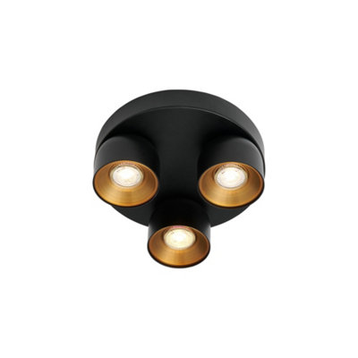 Nordlux Pitcher Metal Spot Light Gold Inner Black,mains from B&Q