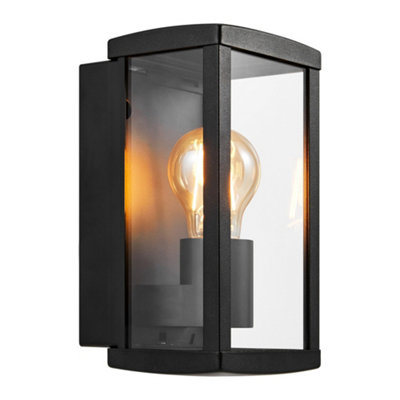 B&Q -  Luchy Outdoor Metal Wall Light Weatherproof Black,mains