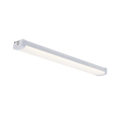 B&Q -  Burbank Plastic Batten Light Fitting Motion Sensor White,mains Led