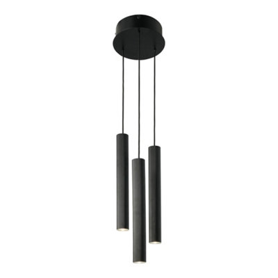 Nordlux Vico Metal Pendant Light Ribbed  Black,mains from B&Q