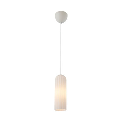 B&Q -  Miella Glass Pendant Light Fluted White,mains