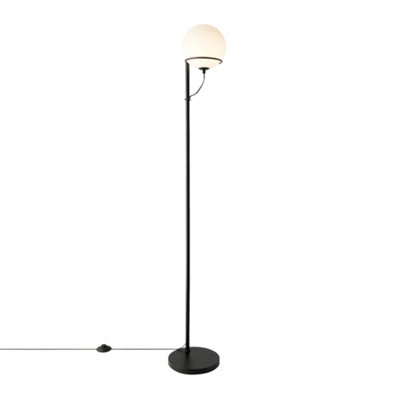 B&Q -  Wilson Glass Floor Lamp Floating  Black,mains