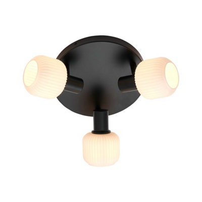B&Q -  Milford Glass Ceiling Light Adjustable Heads Black,mains