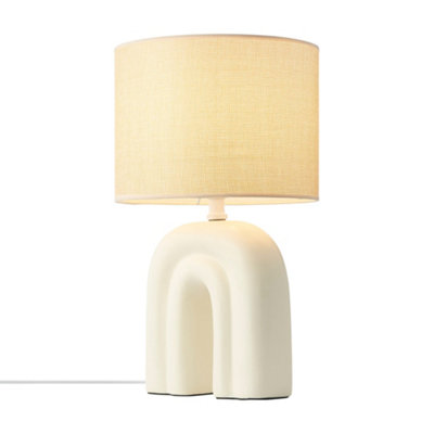 B&Q -  Haze Ceramic Table Lamp Linen Shade Beige,mains