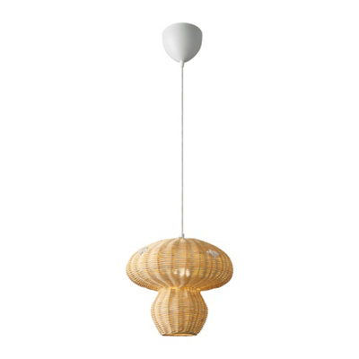 B&Q -  Allie Rattan Pendant Light Hand Made Brown,mains