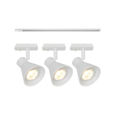 B&Q -  Eik Aluminium Track Light Set  3 Pack White,mains