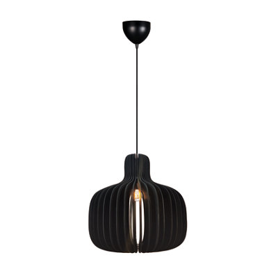 B&Q -  Hazo Wood Pendant Light Easy Assemble Black,mains
