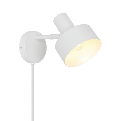 Nordlux Matis Metal Wall Light  White,plug In Or Mains from B&Q