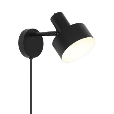 Nordlux Matis Metal Wall Light  Black,plug In Or Mains from B&Q