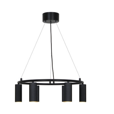 Nordlux Vico Aluminium Pendant Light Ribbed  Black,mains from B&Q