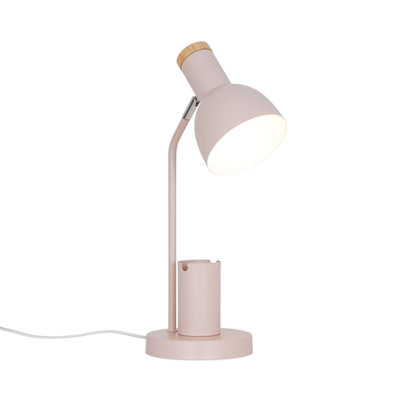 B&Q -  Devone Metal Table Lamp Pen & Phone Holder  Pink,mains