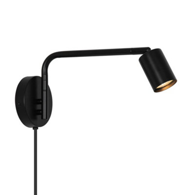 Nordlux Explore Indoor Wall Light Black Metal Sensor Gu10 Adjustable HeadPlug In Or Mains Powered Ip20 from B&Q
