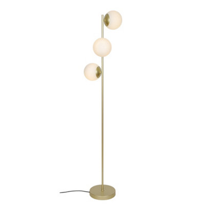 B&Q -  Lilly Indoor Floor Lamp Brass Metal E14 Hand Blown GlassMains PoweredIp20