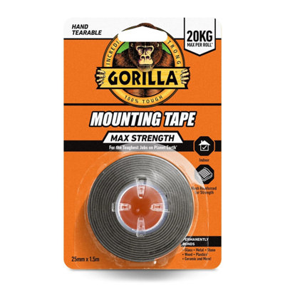 B&Q -  Mounting Tape 20Kg Max Strength (25mm X 1.5M)6 PackHeavy Duty Double-Sided Adhesive Tape