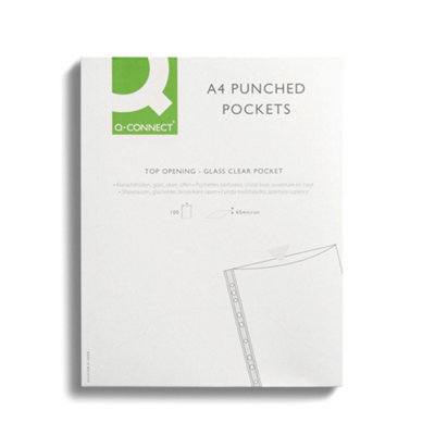 Q-Connect  Delux Punched Pocket Top Opening Green Strp A4 Pk100- - Image 4