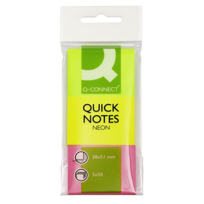 Q-Connect  Quick Notes 38 X 51Mm Neon (Pack Of 3) Ref  - Image 4