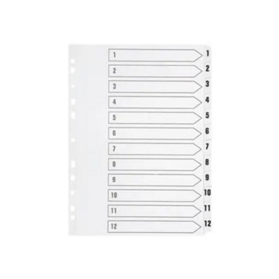 Q-Connect 1-12 Index Multi-Punched Reinforced Numbered Index Divider A4 White KF - Image 5