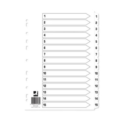 Q-Connect 1-15 Index Multi-Punched Reinforced Board Clear Tab A4 White KF01530 - Image 7