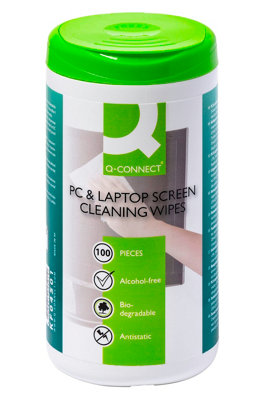 Screen Cleaning Wet Wipes Q-Connect Dispenser Tub 100Pcs / Computer Accessories/type-For Tft/lcd Screens/kind-Antistatic/colour-Wh from B&Q