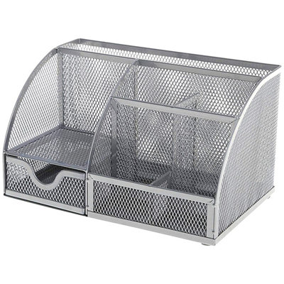 Q-Connect Desktop Organizer Curved Mesh Silver (KF17302) - Image 6