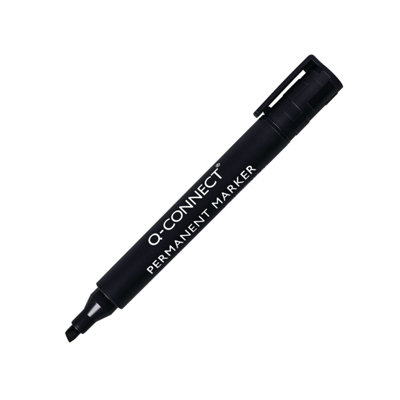 Q-Connect Permanent Marker Pen Chisel Tip Black Pack of 10 KF26042 - Image 4