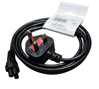  - Uk Black 2M 3 Pin Moulded Plug To Clover Leaf C5 Power Cable For Laptop ChargerKitchen Blenders/mixersPortable Audio Devices,