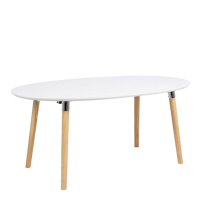 B&Q -  Belina Oval Dining Table In White & Oak