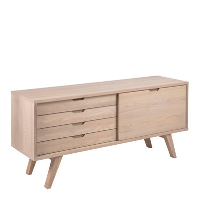 Furniture To Go A-Line Sideboard With 4 Drawers And Sliding Door In White Oak from B&Q