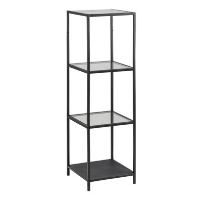 Furniture To Go Seaford Narrow Black Metal Bookcase With 3 Glass Shelves from B&Q