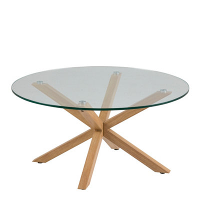 Furniture To Go Heaven Round Coffee Table With Smoked Glass Top And Oak Legs from B&Q