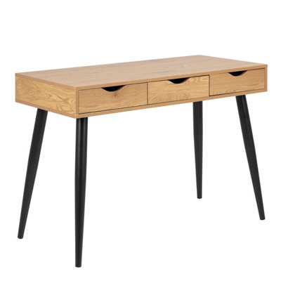 Furniture To Go Neptun 3 Drawer Office Desk In Oak Black