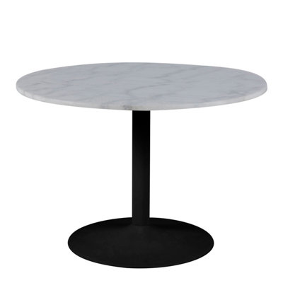 Furniture To Go Tarifa Round Dining Table With Polished Marble Top And Base White/Black