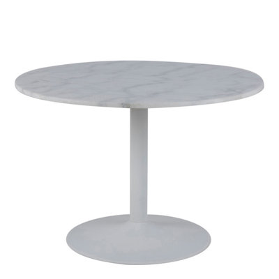 B&Q -  Tarifa Round Dining Table With White Polished Marble Top And White Base