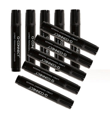 B&Q -  Jumbo Permanent Marker Pen Chisel Tip Black (Pack Of 10)