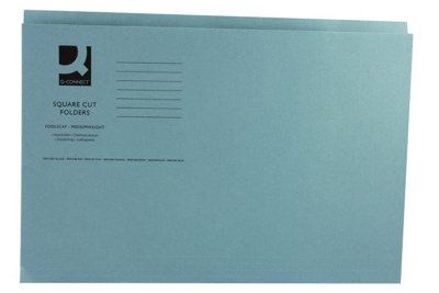 Q-Connect Square Cut Folder Medium Weight Foolscap Kf01191250 GBluePack Of 100 from B&Q