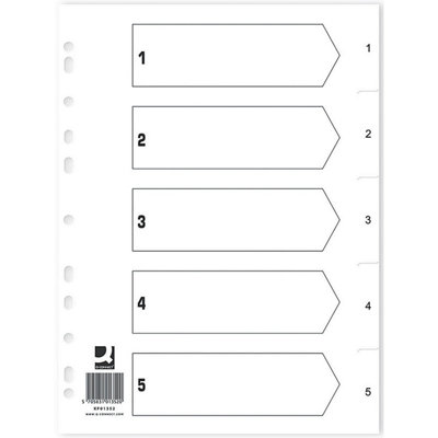 Q-Connect Index 1-5 Polypropylene White (25 Pack) from B&Q