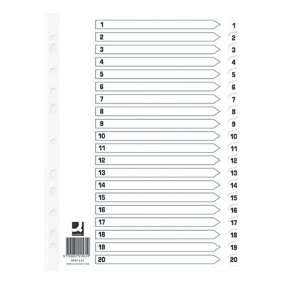Q-Connect Q Connect Index 1-20 Board Reinforced White (10 Pack) from B&Q