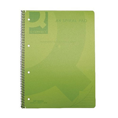 Q-Connect  Spiral Bound Polypropylene Notebook 160 Pages A4 Green 5 Pk - Image 5