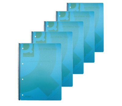 Q-Connect Spiral Bound Polypropylene Notebook 160 Pages A4 Blue (5 Pack) KF10037 - Image 5