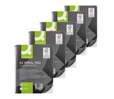 Q-Connect Soft Cover Ruled Margin Spiral A5 Notebook 160 Pages (Pack of 5) - KF10039 - Image 6