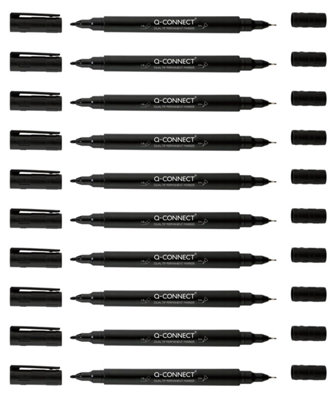 B&Q -  Dual Tip Marker Pen Black (Pack Of 10)