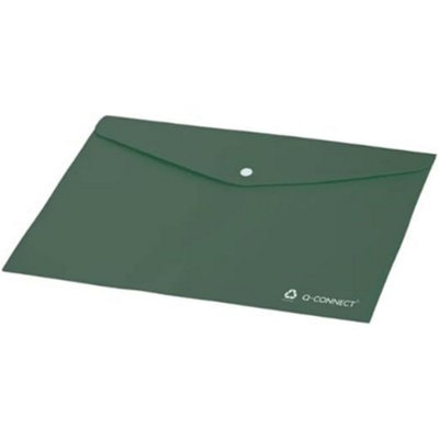 Q-Connect A4 Document Folders with Press Stud Closure, 50% Recycled GRS Certified Polypropylene, Transparent Olive Green, Pack of 12 - Image 4