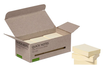 Q-Connect Recycled Notes 38x51mm Yellow Pack of 12 KF17323 KF17323 - Image 4