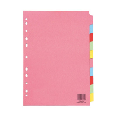 Q-Connect  10-Part Subject Divider Multi-Punched A4 (25 Pack)  - Image 3
