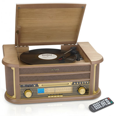 Denver Unisex Light Brown Vintage Retro Cd Cassette Record Player Fm & Usb Hifi System In Size 40 - Image 3